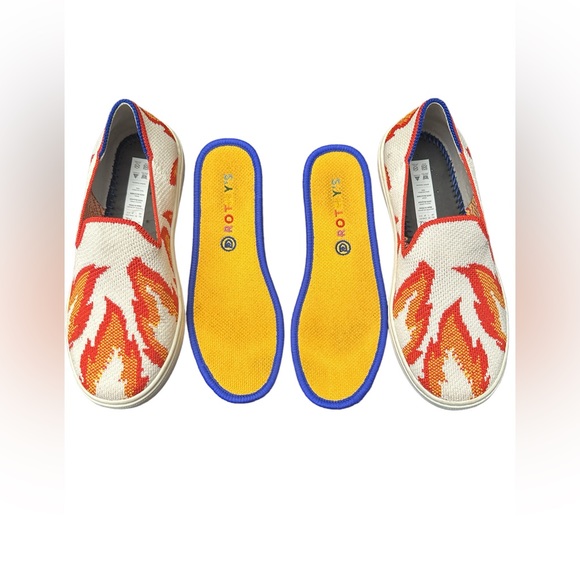 Rothy's The Kids Sneaker Flames Slip On Flats Shoes Big Kid Size 2 - Picture 7 of 8